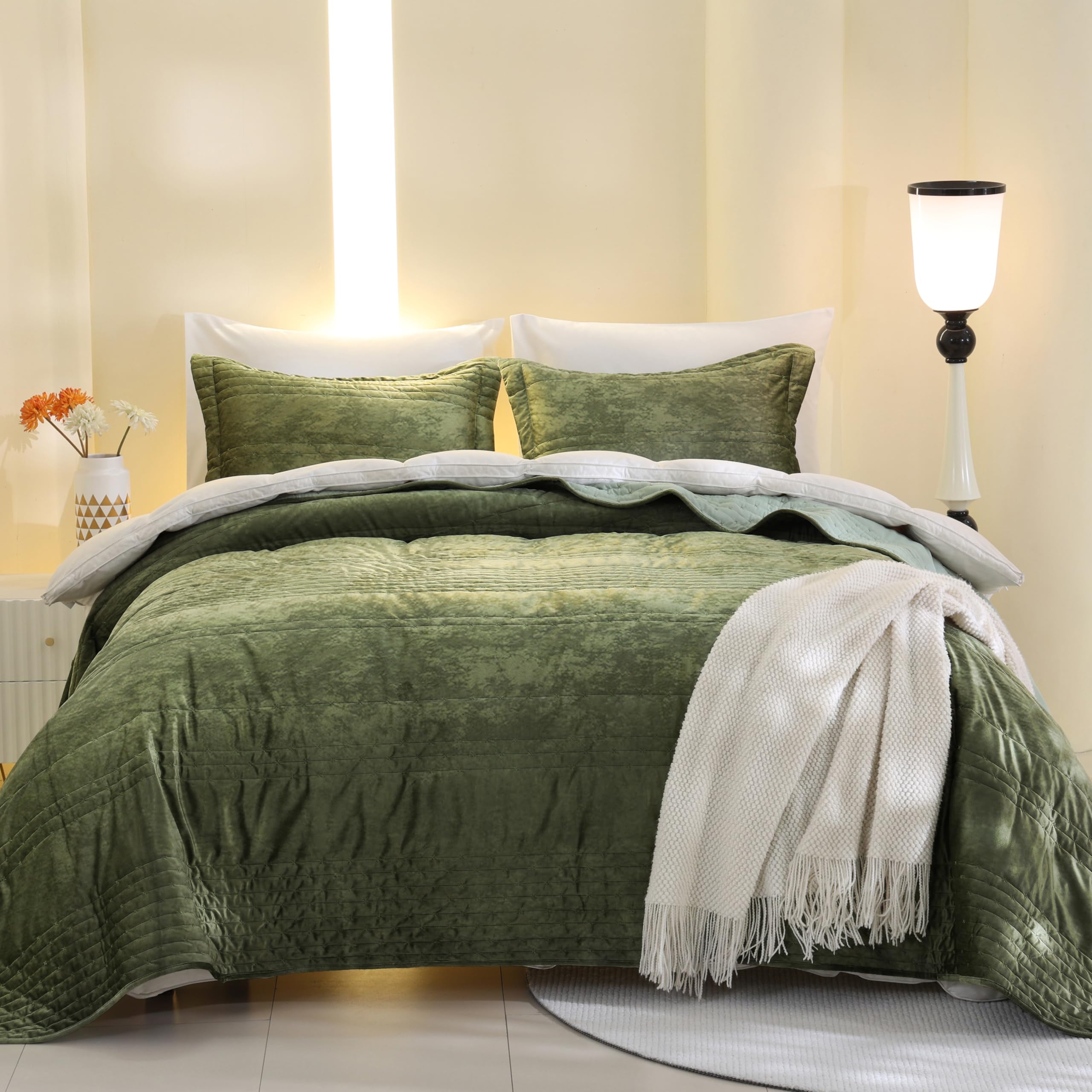 BOV King Quilt Set, Green